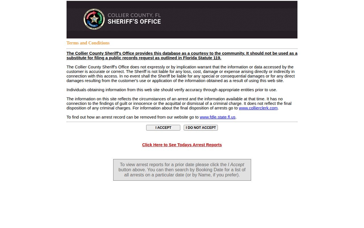 Collier County arrest search for busted mugshot and booking records