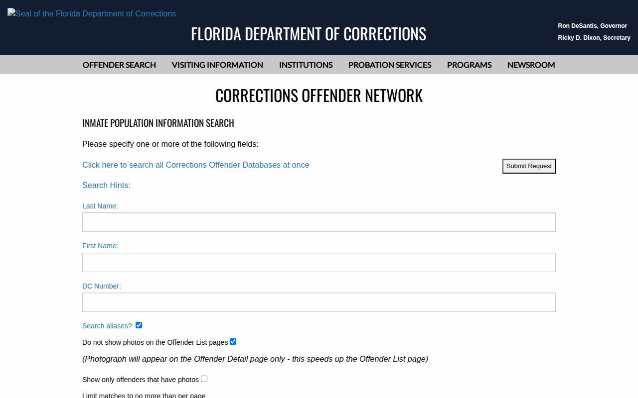 Florida offender photo search for Collier County arrest records